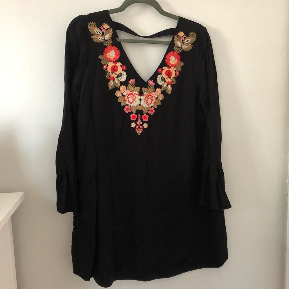 Altar’d State Large Long Sleeve Black Mini Dress